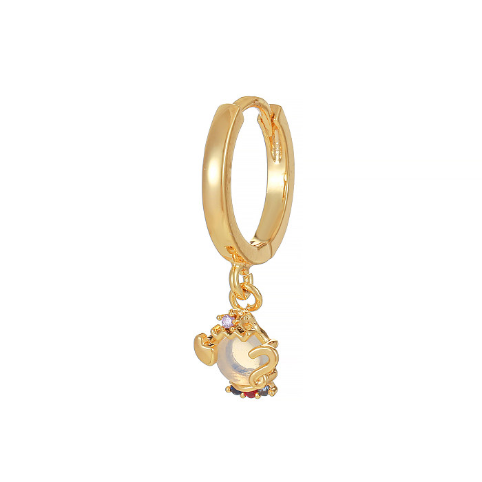 1 Piece Princess Cute Human Animal Plating Inlay Brass Zircon 18K Gold Plated Drop Earrings