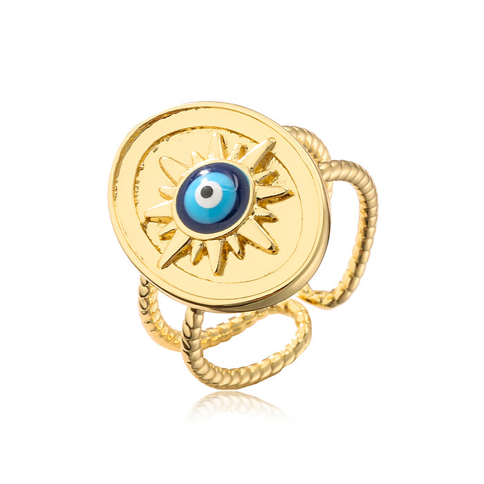Fashion Geometric Devil'S Eye Copper Enamel Open Ring 1 Piece