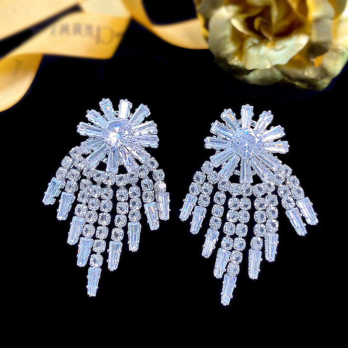 1 Pair Vintage Style Geometric Solid Color Inlay Copper Zircon Drop Earrings