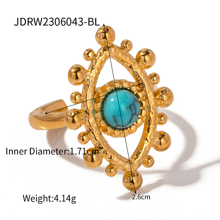 Básico retro olho do diabo chapeamento de aço inoxidável incrustação de pedras preciosas artificiais anéis banhados a ouro 18K brincos