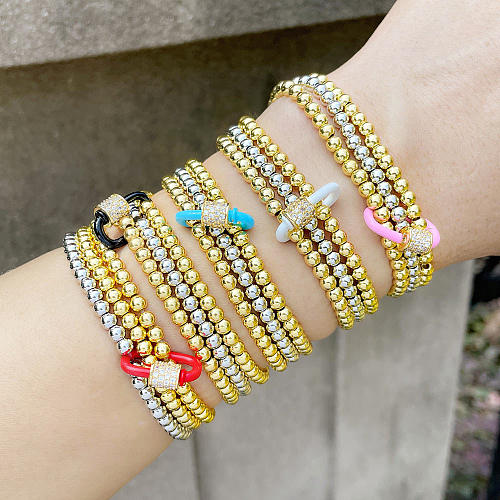 Bracelet multicouche de perles rondes en métal, style Hip Hop, personnalité créative européenne et américaine