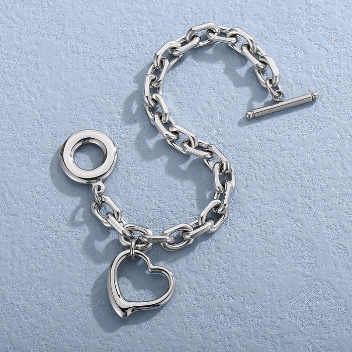 Collier et Bracelet à boucle OT en forme de cœur en acier inoxydable, costume pour femmes