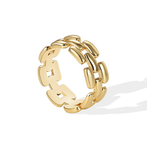 Simple Style Solid Color Copper Plating 18K Gold Plated Rings