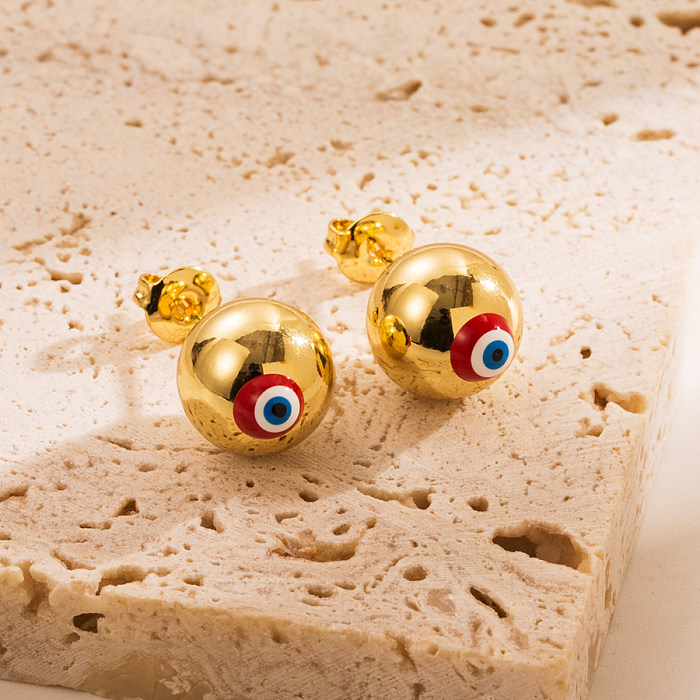 1 Pair Fashion Devil'S Eye Copper Enamel Ear Studs