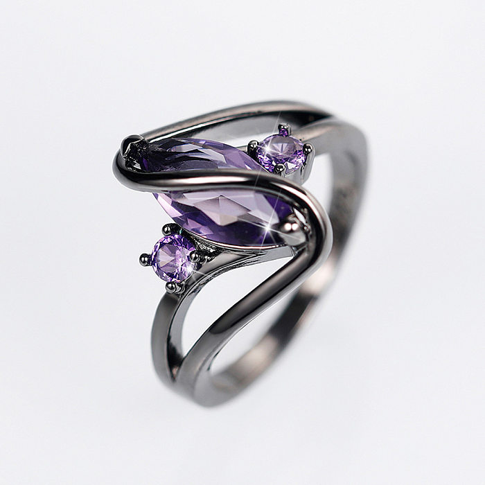 Black Purple Horse Eye Ring Trendy Fashion Zircon Ring