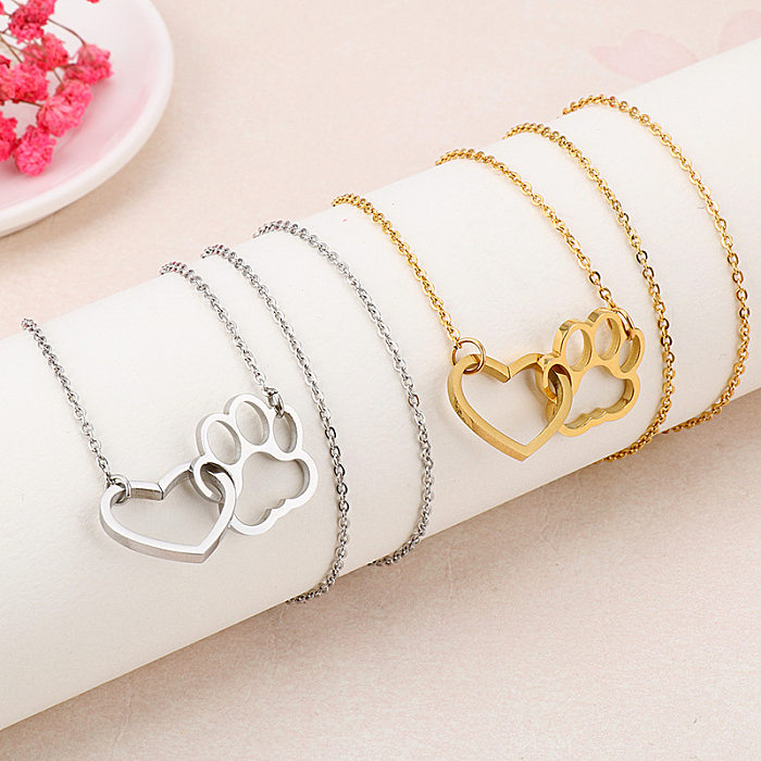 Korean Heart-shaped Bracelet Cute Footprints New Simple Necklace Bracelet Set