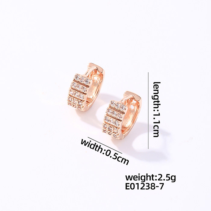 1 Pair Casual Sweet Shiny Round Bow Knot Plating Inlay Copper Zircon Rose Gold Plated Earrings