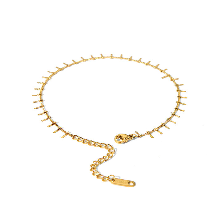 Klassische Wellen-Fußkettchen-Halskette aus Edelstahl mit Titanstahlbeschichtung und 18-Karat-Vergoldung