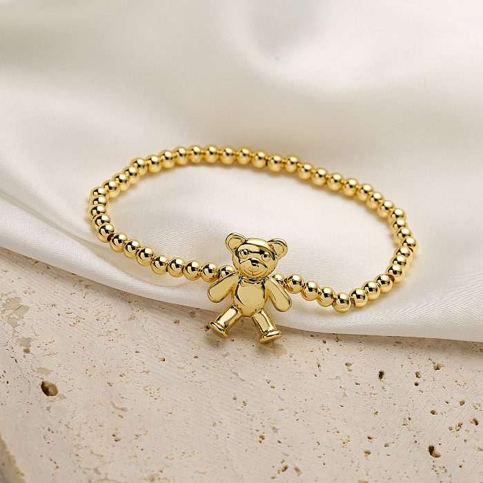 Cute Bear Solid Color Copper Plating 18K Gold Plated Bracelets