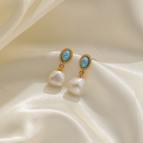 1 paire de boucles d'oreilles pendantes de Style baroque rétro, couleur unie, cuivre plaqué or 18 carats