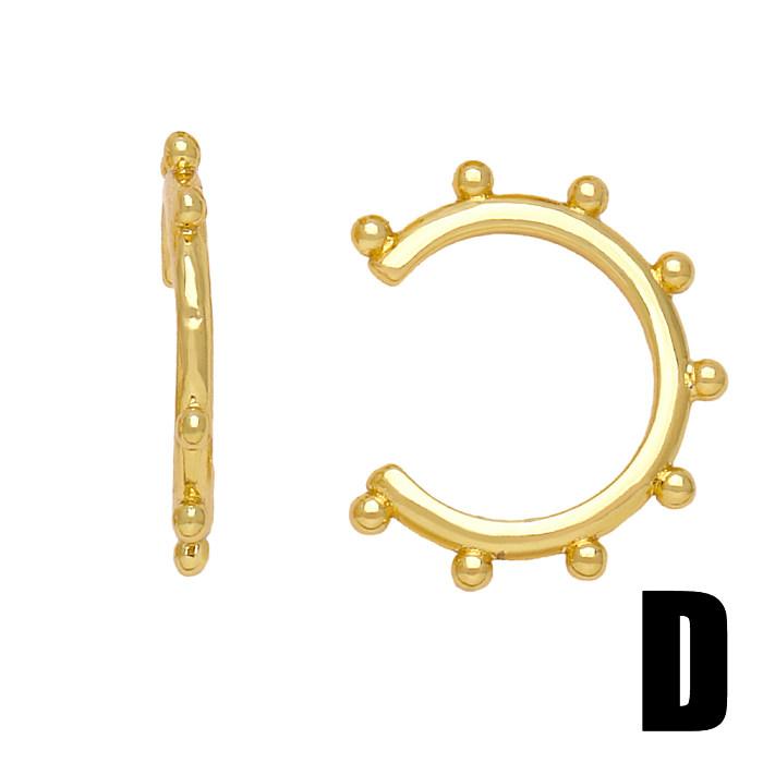 1 Pair Hip-Hop Retro Geometric Plating Copper 18K Gold Plated Ear Cuffs