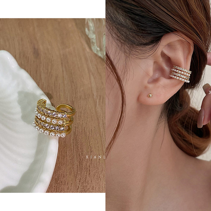 Fashion Geometric Copper Plating Zircon Earrings 1 Pair