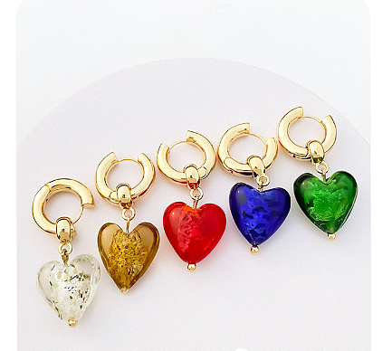 1 Pair Retro Heart Shape Plating Inlay Copper Artificial Crystal Drop Earrings