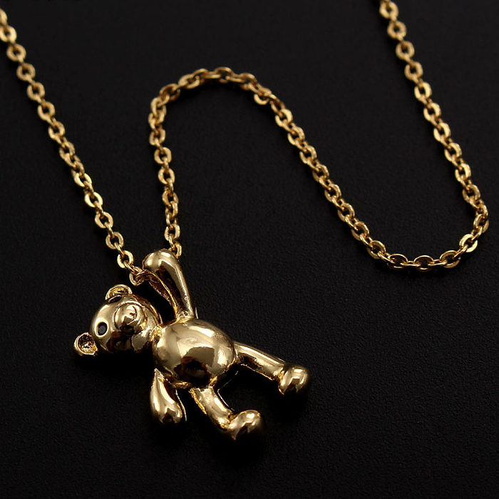 Collier pendentif en Zircon plaqué or, petit ours mignon de Style IG, en vrac