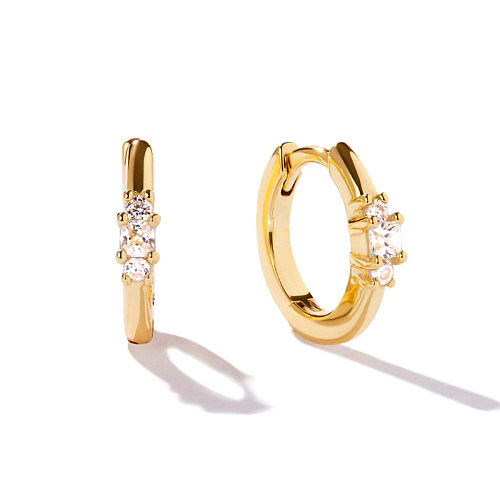 Personality Circle-shaped Ear Buckle Inlaid Zircon Ear Hoop Earrings