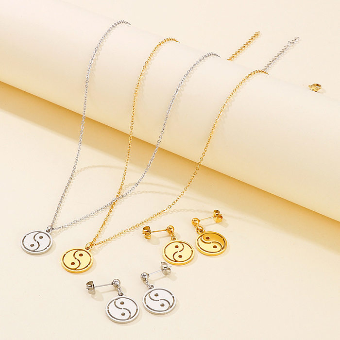 Ensemble de colliers avec pendentif Yin et Yang Tai Chi creux en acier inoxydable, chaîne en acier titane