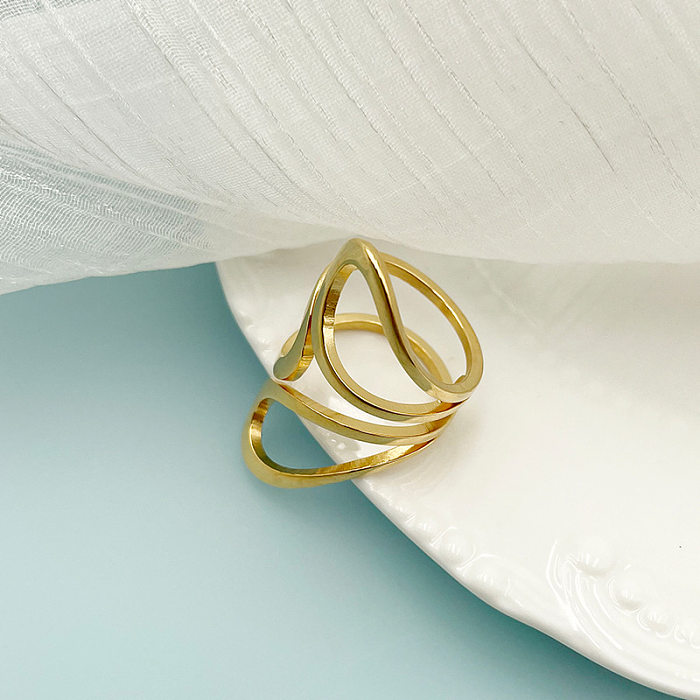 Anéis geométricos de chapeamento de aço de titânio da moda 1 peça