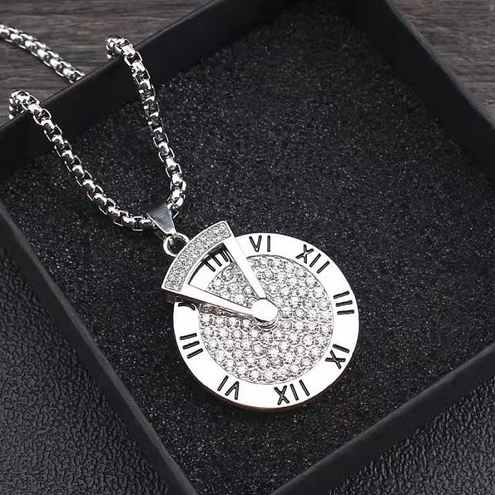 Fashion Bear Titanium Steel Plating Inlay Artificial Diamond Pendant Necklace 1 Piece