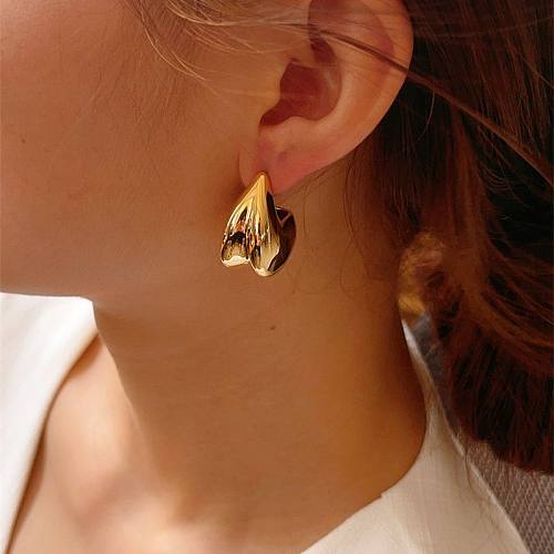 1 paire de clous d'oreilles en cuivre plaqué géométrique, Style Simple