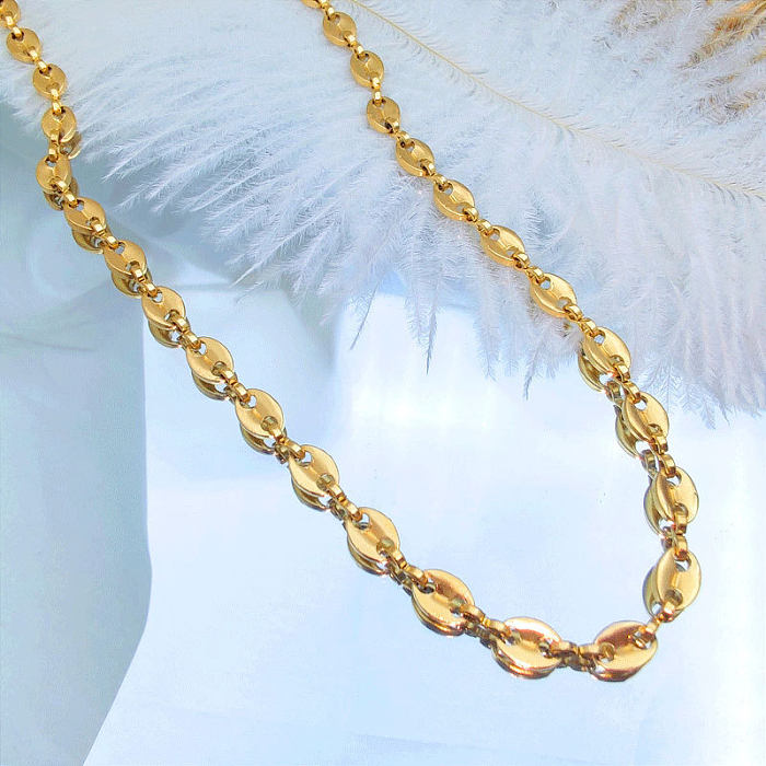 Fashion Solid Color Titanium Steel Gold Plated Bracelets Necklace 1 Piece