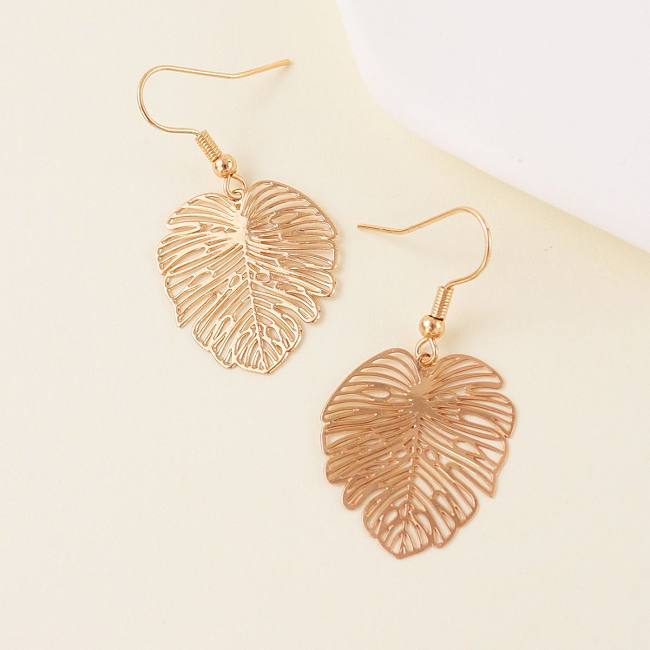 1 Pair Elegant Lady Streetwear Leaves Copper Drop Earrings