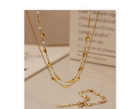 Classic Style Heart Shape Copper Plating 18K Gold Plated Necklace