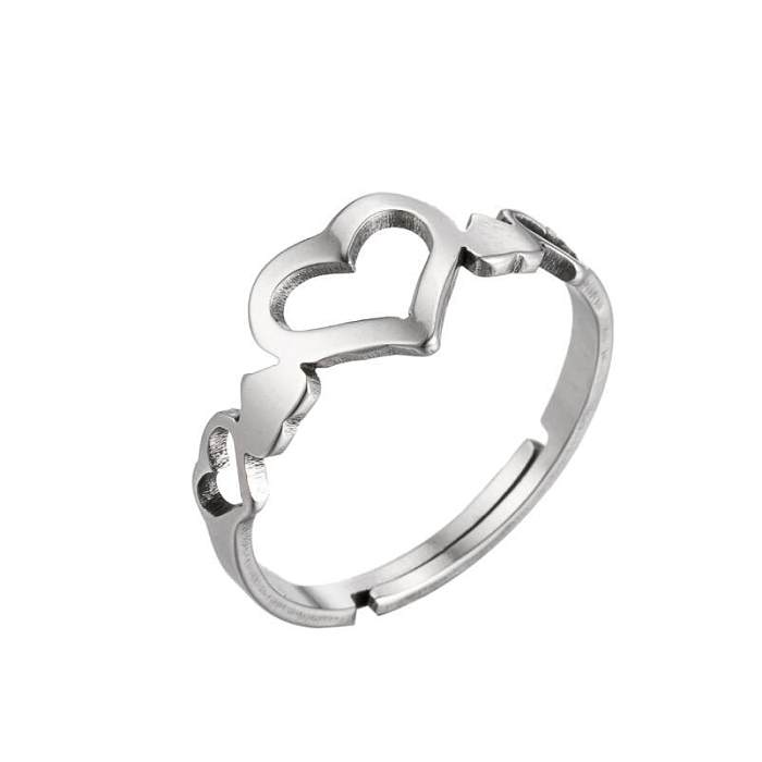 1 peça fashion formato de coração anel aberto revestido de aço inoxidável