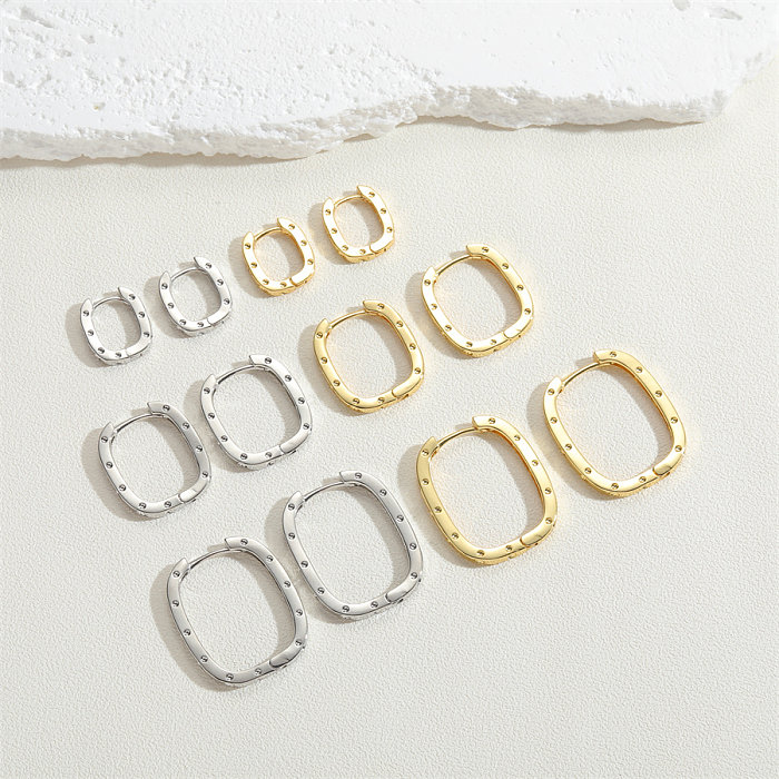 1 Paar süße, schlichte Pendel-Ohrringe mit quadratischer Beschichtung, Kupfer-Zirkon, 14 Karat vergoldet, Weißgold plattiert
