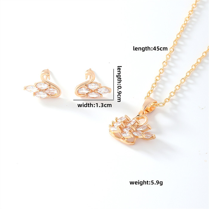 Casual Simple Style Shiny Flower Butterfly Copper Plating Inlay Zircon Earrings Necklace