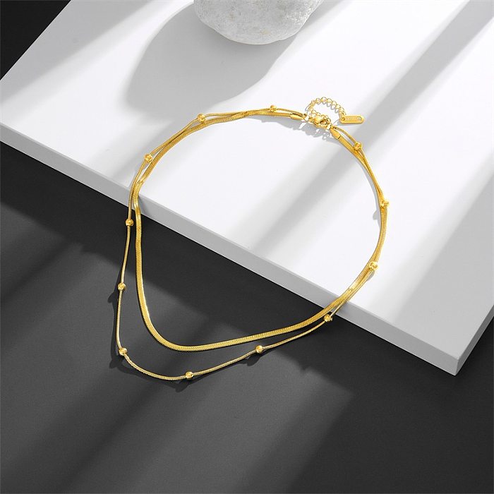 Casual Simple Style Solid Color Titanium Steel 18K Gold Plated Jewelry Set
