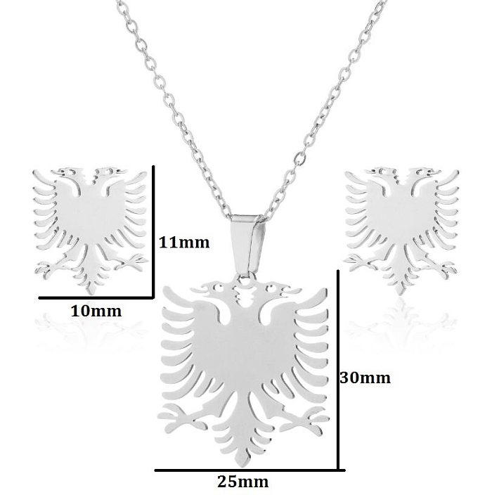 Modische Adler-Ohrring-Halskette mit Edelstahlbeschichtung