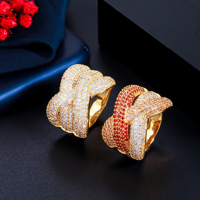 Estilo vintage assimétrico colorido cobre chapeamento inlay pedras preciosas artificiais 14k banhado a ouro branco banhado a ródio anéis abertos