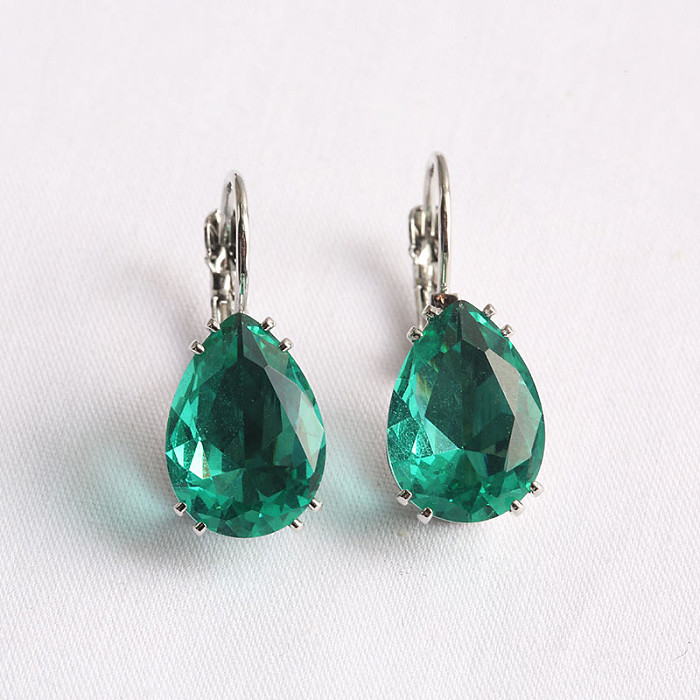 1 Pair Casual Sweet Simple Style Oval Water Droplets Inlay Copper Zircon Ear Studs