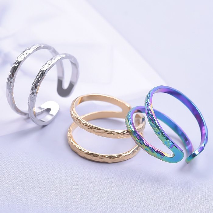 Simple Style Solid Color Titanium Steel Polishing Rings