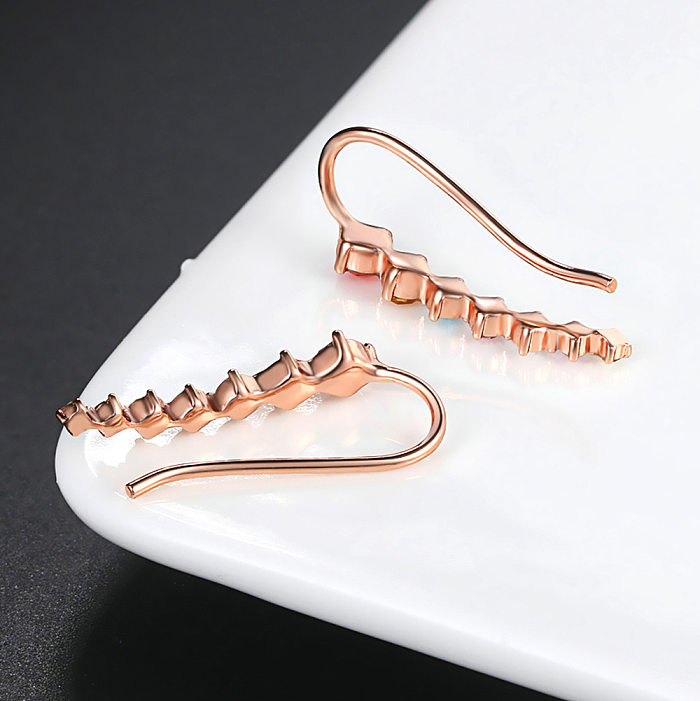 Geometrische Ohrringe mit Zirkon im schlichten Stil mit Kupferbeschichtung