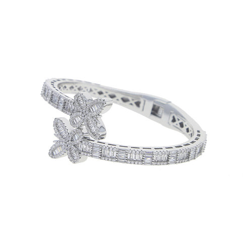 Hip-Hop Butterfly Copper Plating Inlay Zircon Bangle