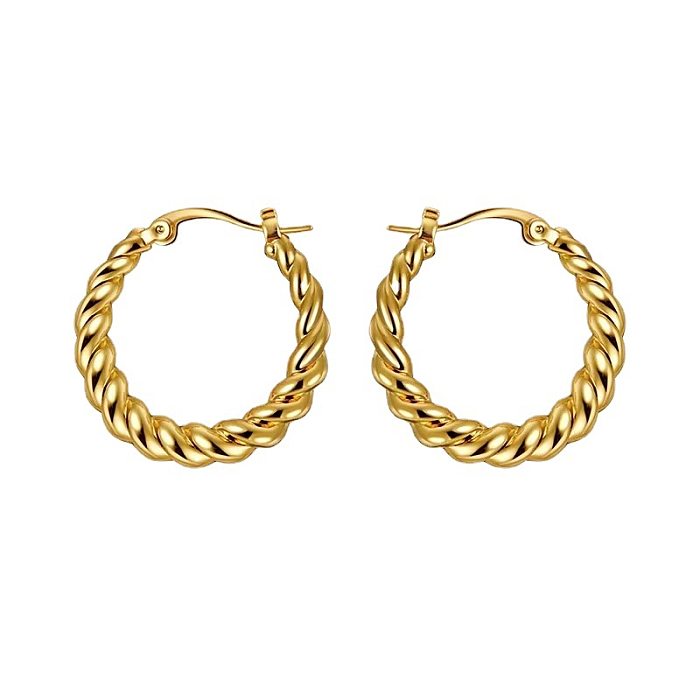 1 Pair Round Plating Copper 18K Gold Plated Earrings