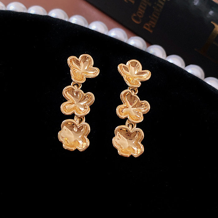 1 Paar Retro-Ohrringe mit Kreuz, oval, herzförmig, vergoldet, Kupfer