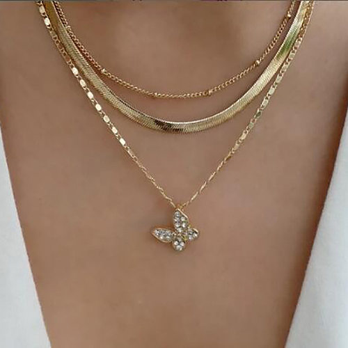 Elegant Cross Butterfly Copper Necklace Plating Copper Necklaces