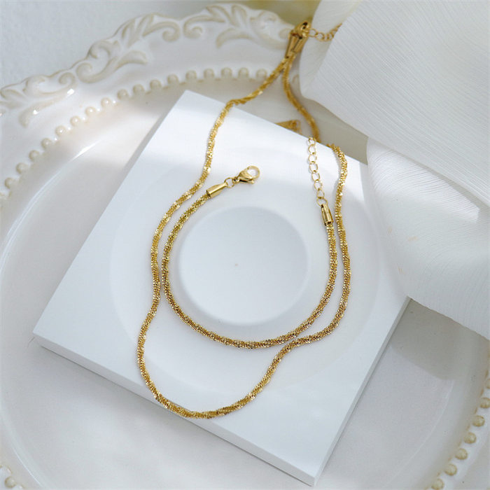 Elegant Basic Lady Solid Color Stainless Steel Bracelets Necklace