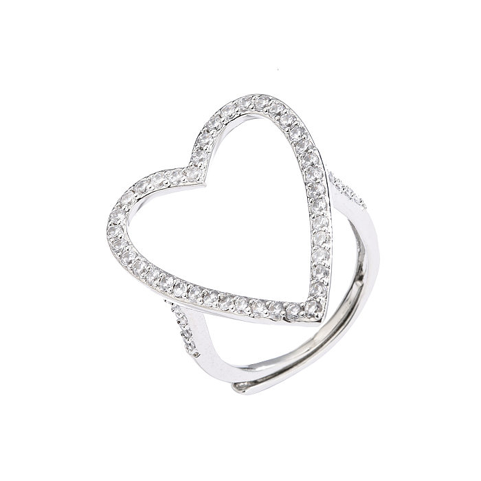 Boucles d'oreilles en cuivre incrusté de Zircon, plaqué or 18 carats, en forme de cœur, collier, anneau d'ouverture, nouveau Style