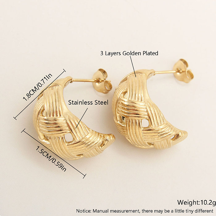 زوج واحد من أقراط الأذن النحاسية المطلية بالذهب ذات التصميم البسيط ذات اللون الصلب