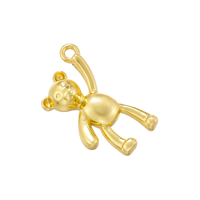 Elegant Cute Hip-Hop Little Bear Copper 18K Gold Plated Charms In Bulk