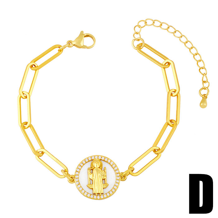 Armband der Jungfrau Maria, Perlenmuschel, farbige Diamanten, dickes Kettenarmband