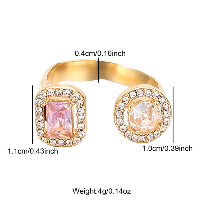Wholesale Simple Style Round Stainless Steel Inlay Zircon Open Rings