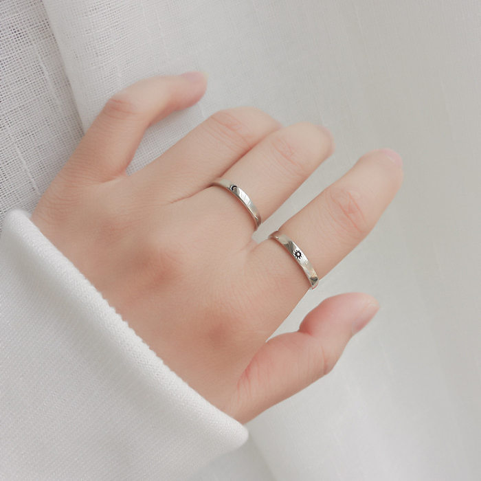 Simple Style Sun Moon Copper Plating Open Ring