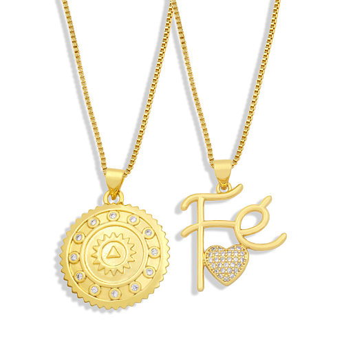 Fashion Letter Sun Copper Zircon Pendent Necklace Wholesale jewelry