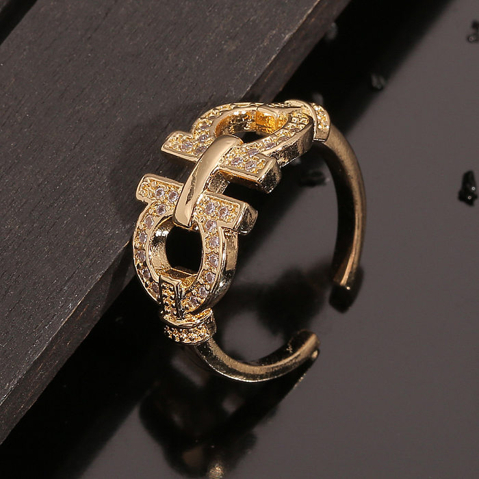 Anel de cobre com zircônia microincrustada, joia simples da Coreia, design exclusivo, anel de nicho