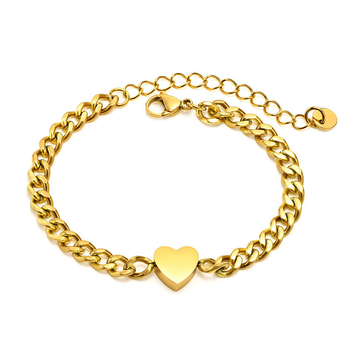 Simple Style Heart Shape Stainless Steel Plating Bracelets 1 Piece