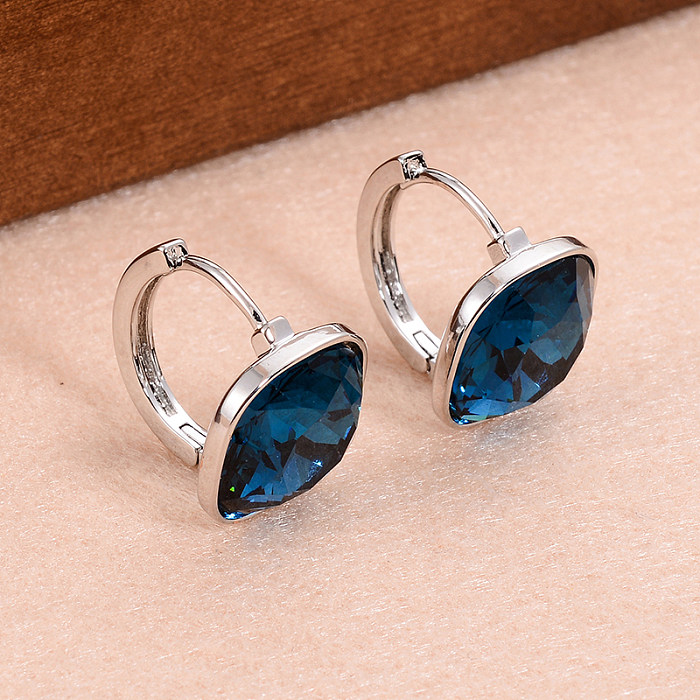 1 Pair IG Style Simple Style Square Plating Inlay Copper Artificial Crystal Earrings